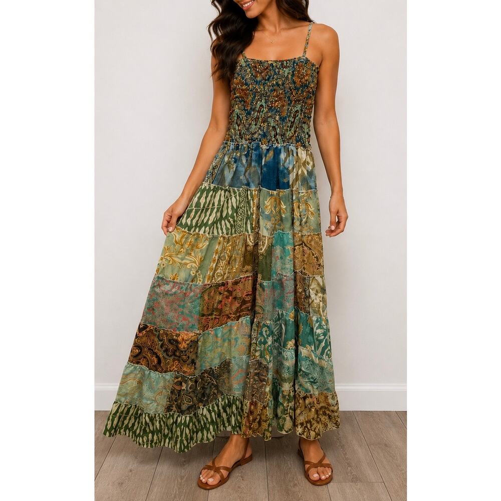 POL Boho Patchwork Maxi Dress